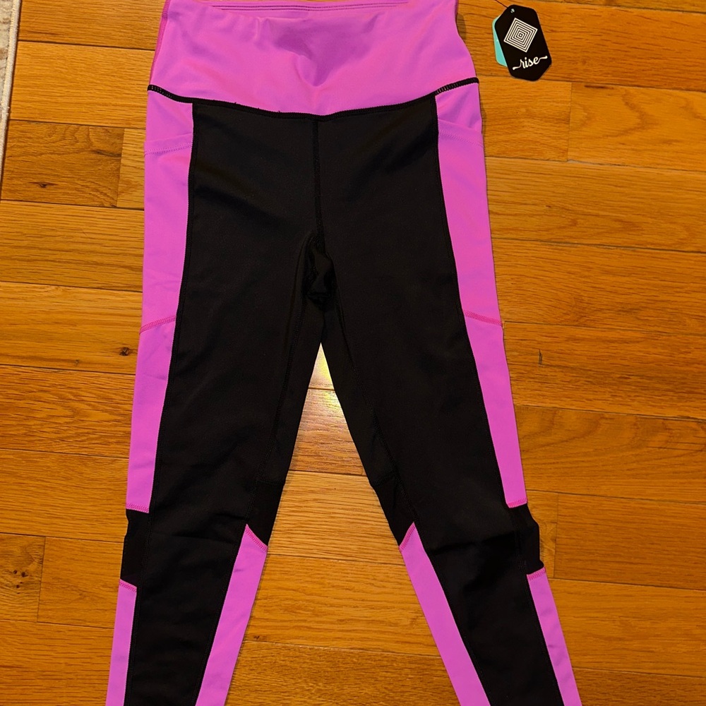 LuLaRoe Pink and Black Leggings Comfortable Bottoms